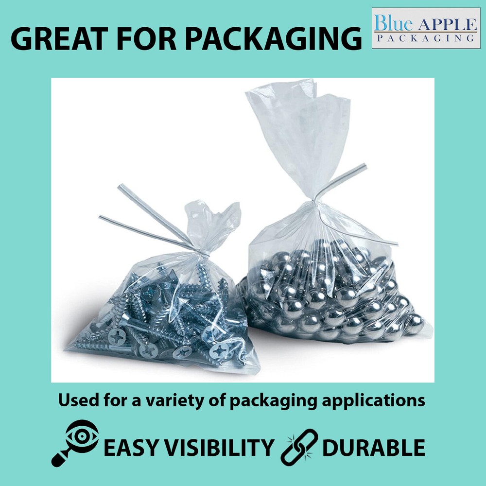 Multiple Sizes Clear Poly Bags 2Mil Flat Open Top Plastic Packaging Packing LDPE