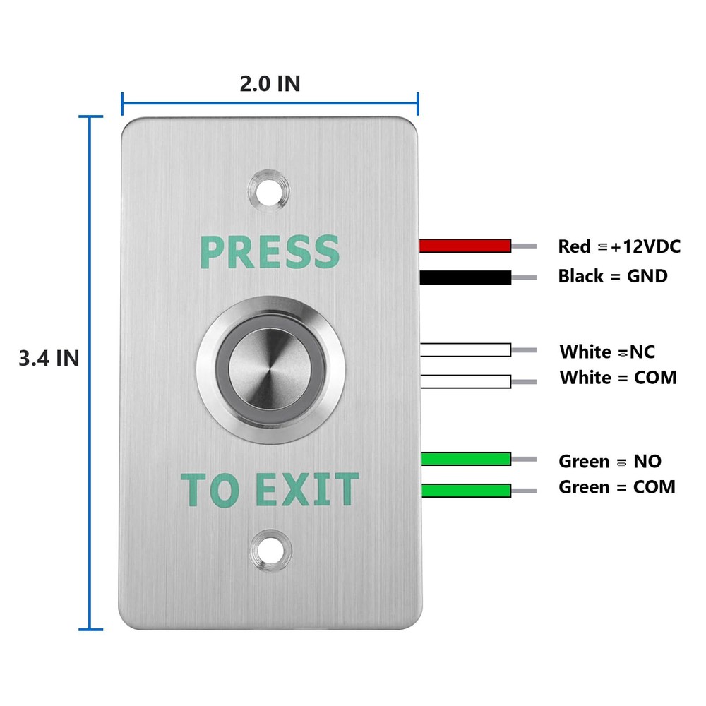 IP68 Waterproof Exit Button NO&NC &COM with LED Door Push Switch Stainless St...