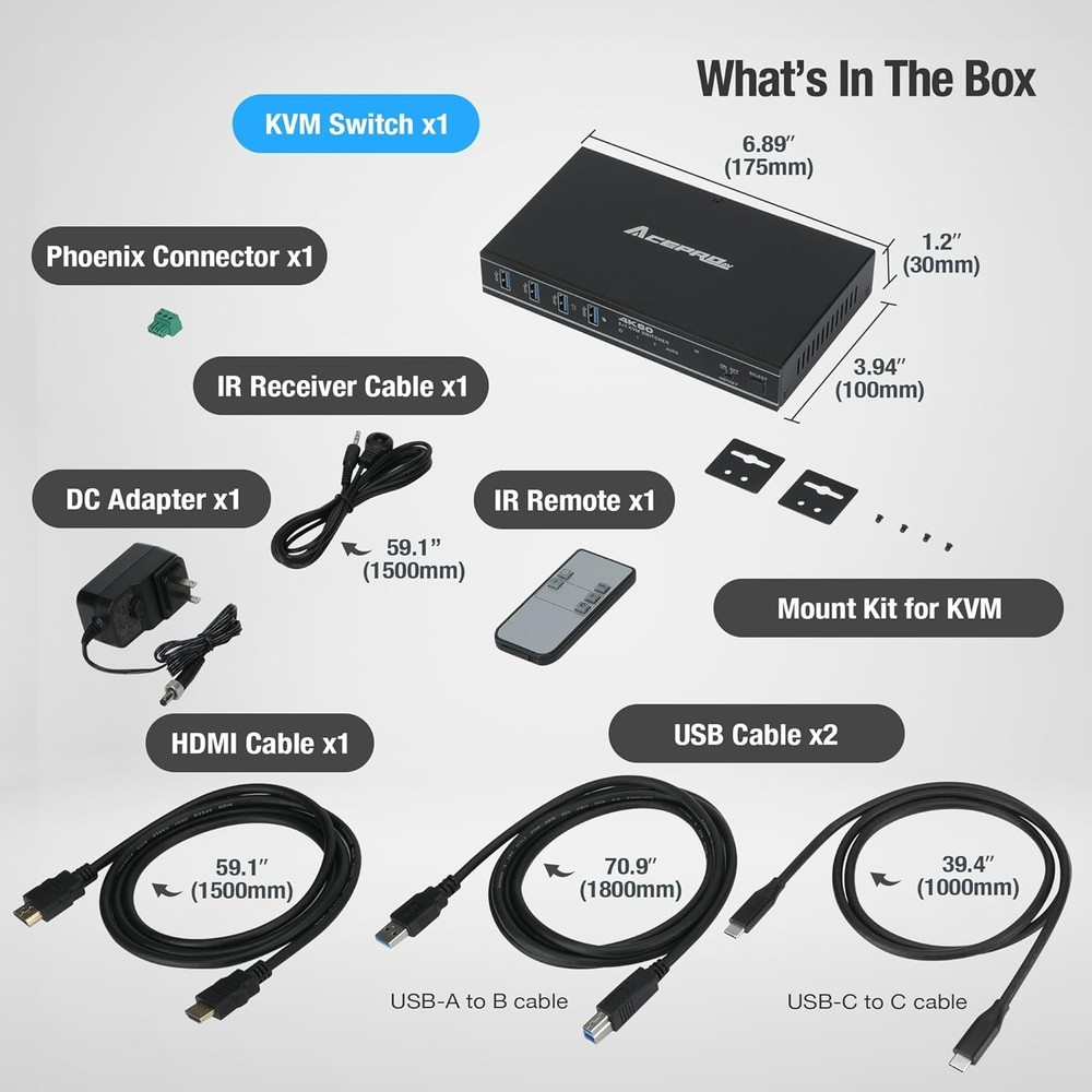 *NEW* 2x1 USB-C 4K60Hz KVM Switch with PD Pass-Through Selector for 2 Computers