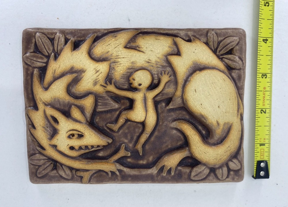 Wolfmother Stoneware Art Tile By Gretchen Kramp