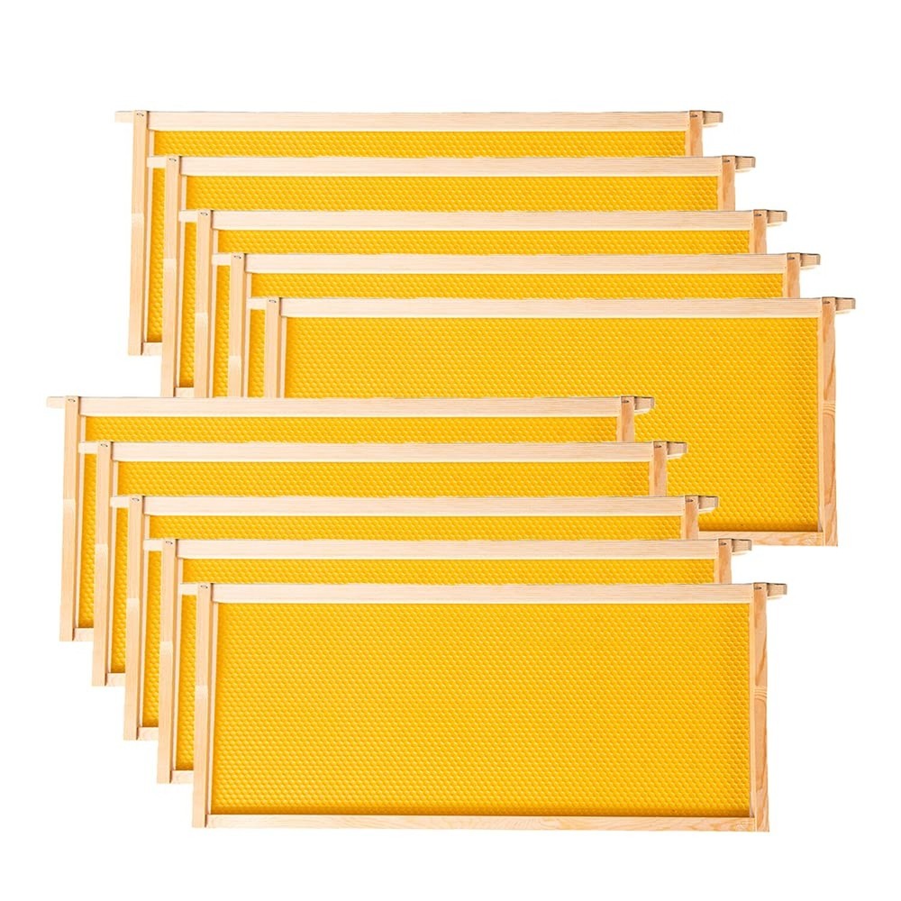 Deep Brood Beehive Frames with Wax Foundation,10 Pack Honey Bee Frames with 1...