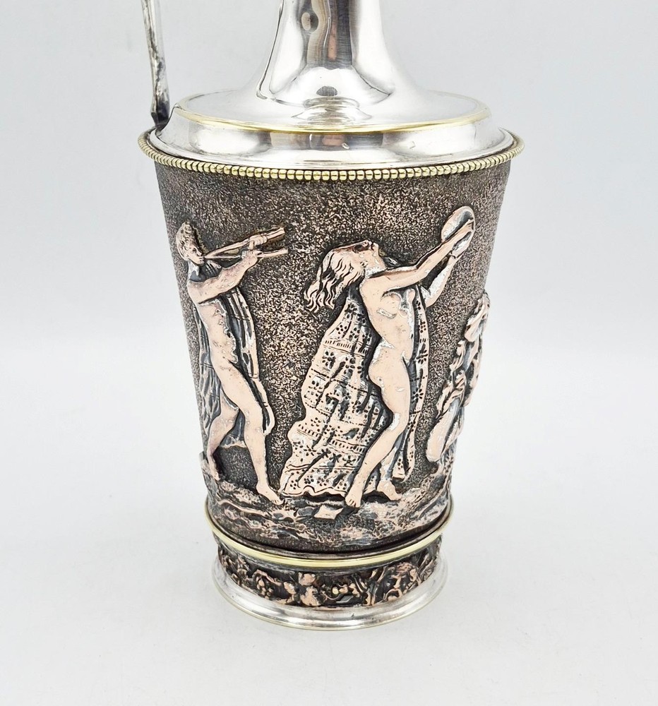 FINE VICTORIAN SILVER PLATED NEOCLASSICAL ELECTROTYPE WINE EWER c1890