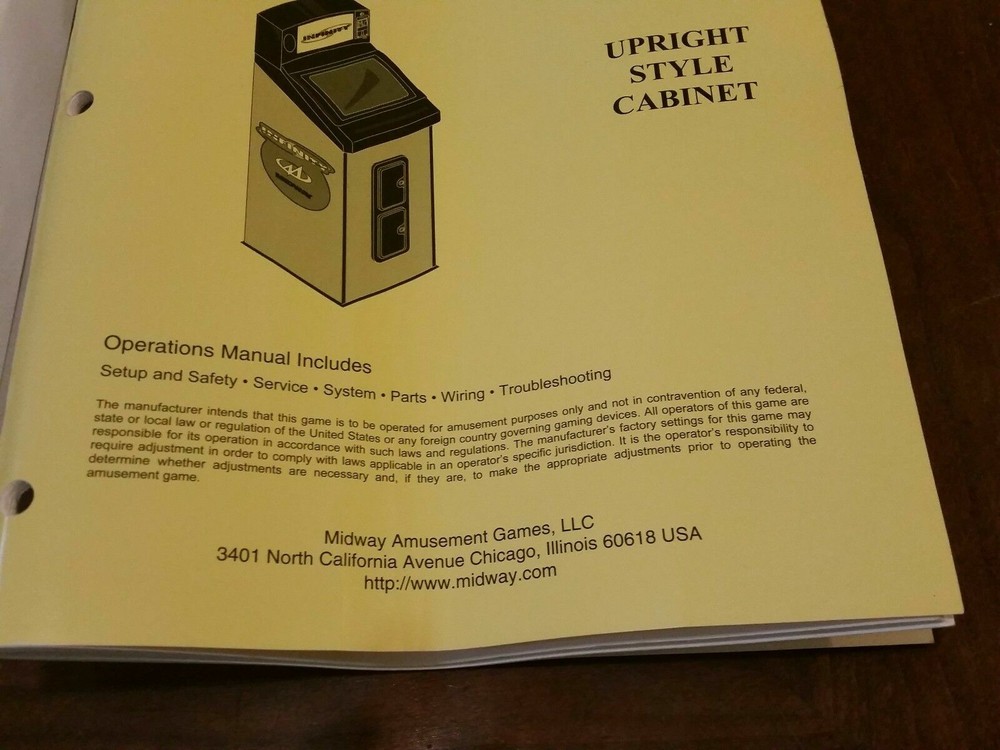 MIDWAY Touchmaster Infinity Operations Manual for Upright Style Cabinet