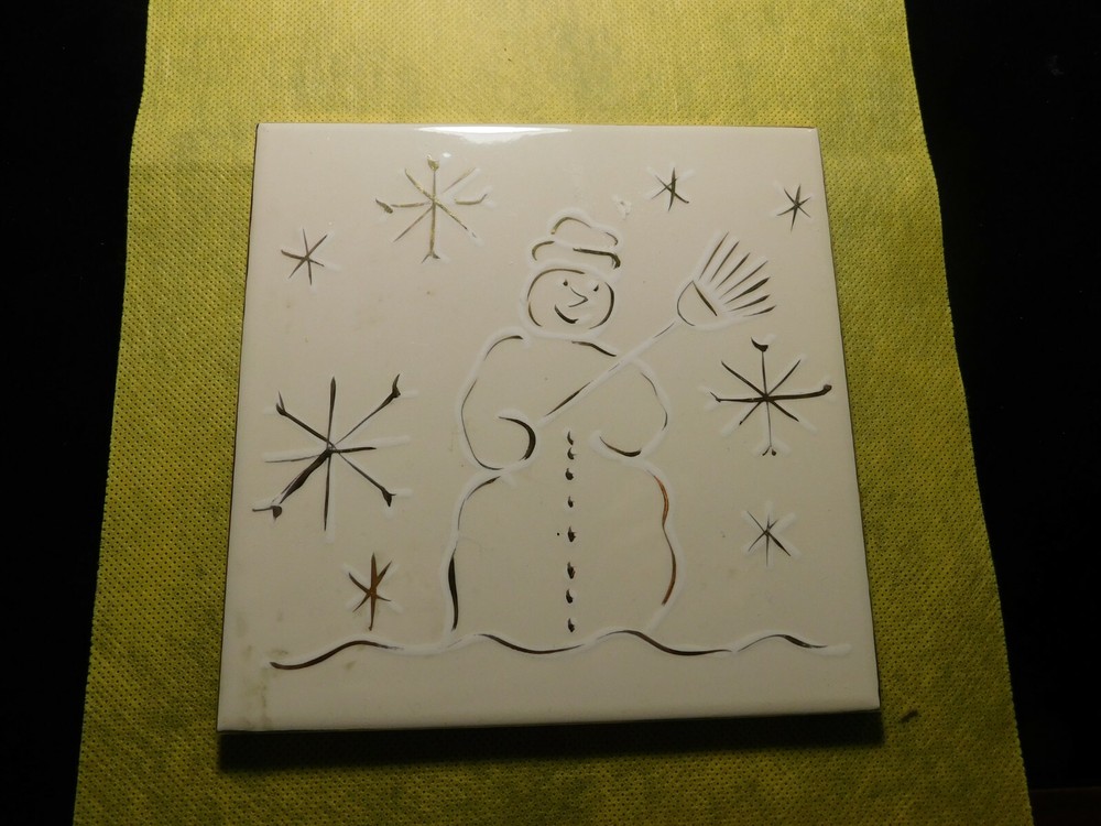 SNOWMAN TILE TRIVET! a773UXX