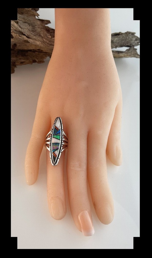 Sterling and Inlay Opalite Ring Size 7