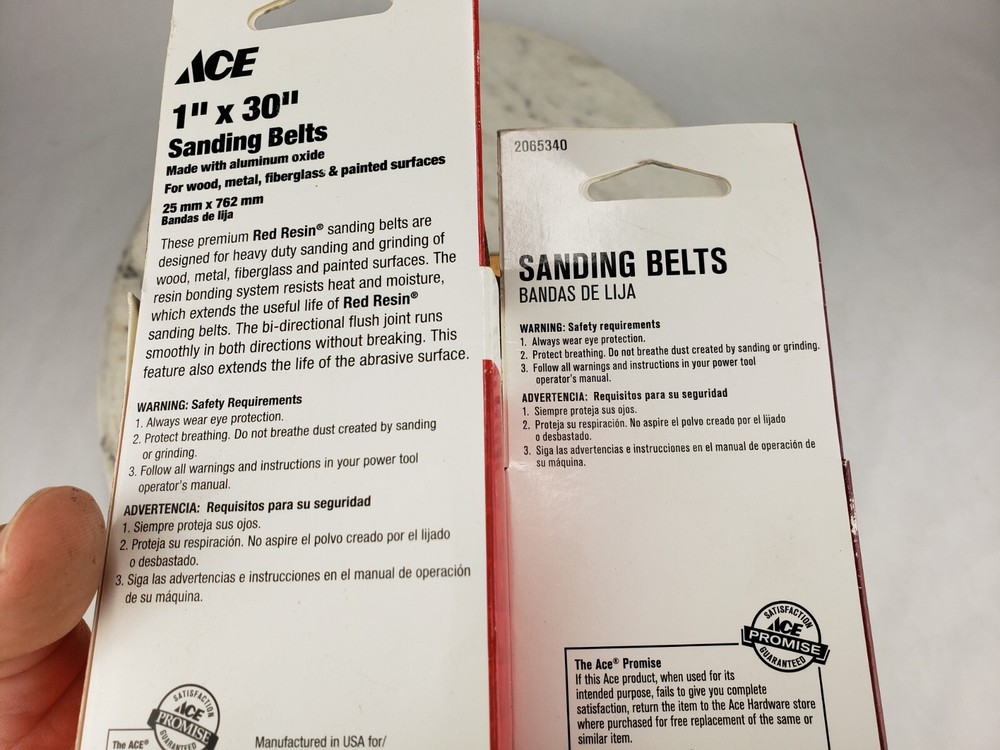 2x Ace 3 Pack 50 & 80 Grit - 1" x 30" Sanding Belts Strips Course Sander