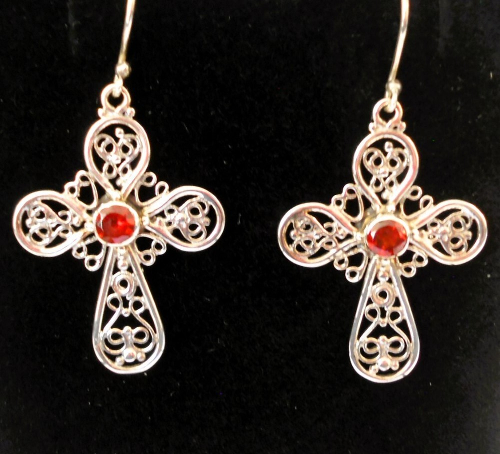 Handmade Sterling Silver Garnet Earrings