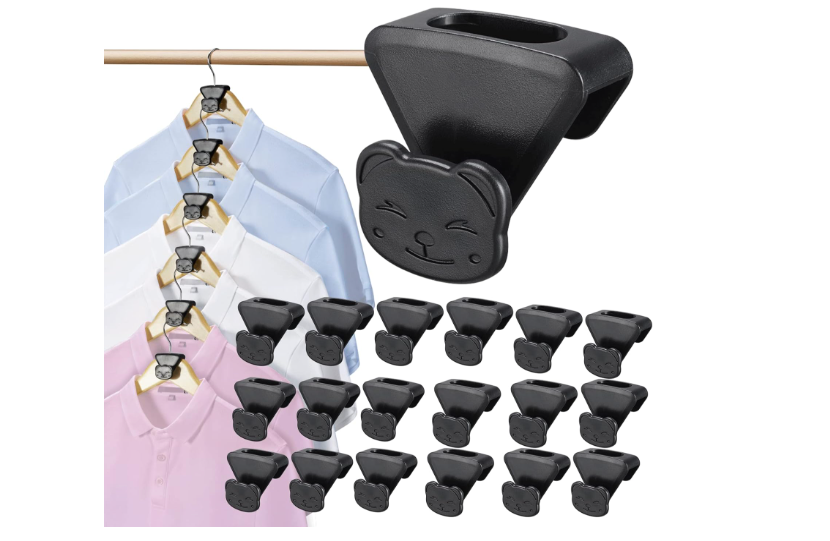 18 Piece Home Space Saving Hooks with Bear Face Hanging Connectors