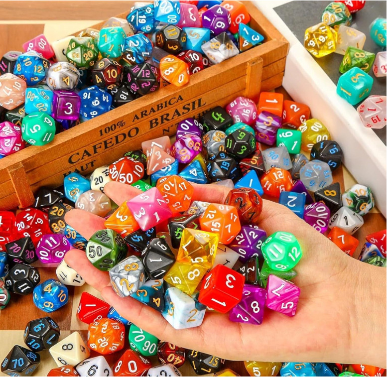350 Pcs Compatible with DND Dice Sets Bulk Polyhedral Dice with Drawstring Ba...