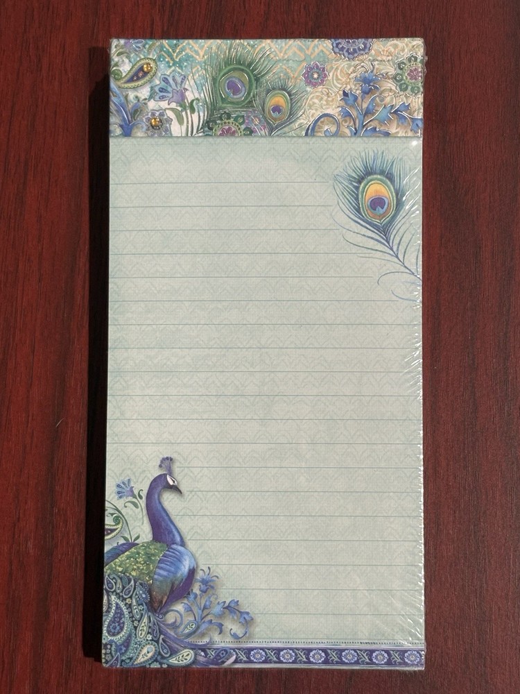 PIER 1 IMPORTS RECTANGULAR COLORFUL PEACOCK NOTEPAD