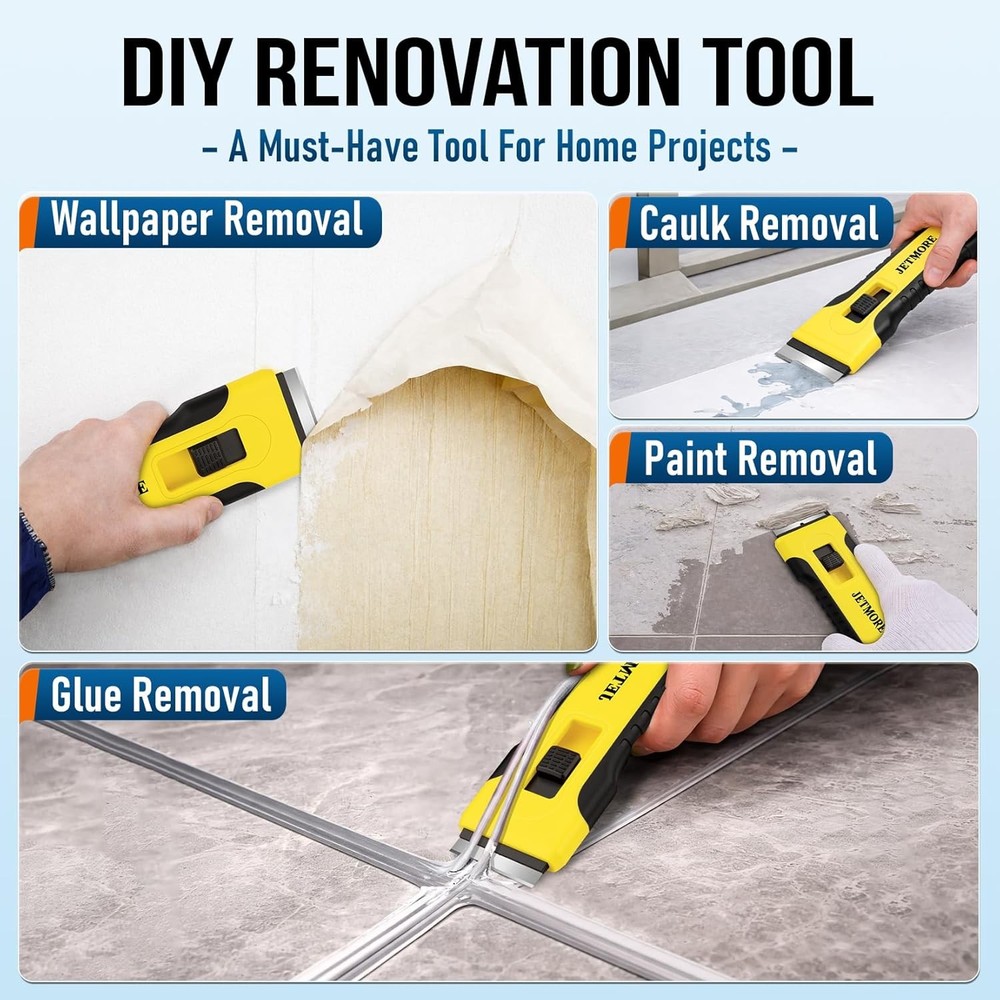 Razor Blade Scraper Tool With 15pcs Extra Blades, Paint Scraper for Cleaning, Gl