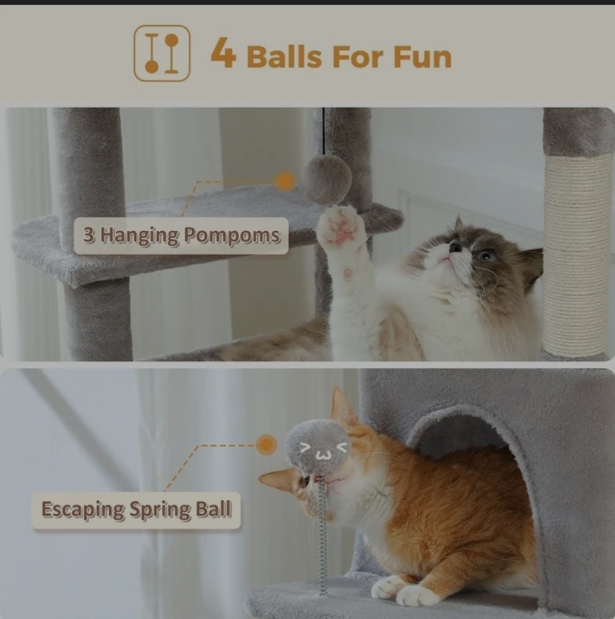 73"Cat Tree for Cats Multi Level Play Tower Condo Cat Scratching Post