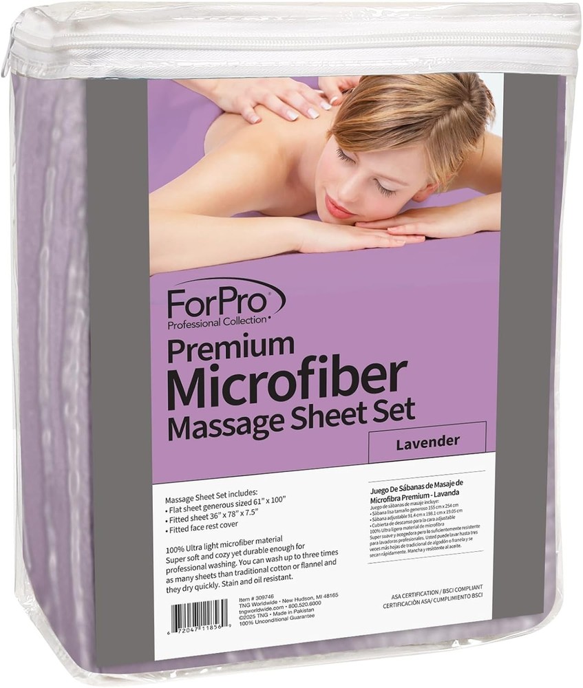 Professional Lavender Microfiber 3-Piece Massage Linens - Soft & Durable Design
