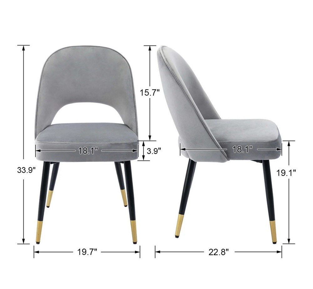 FDW FDC-FB164 Upholstered Dining Chair - Gray