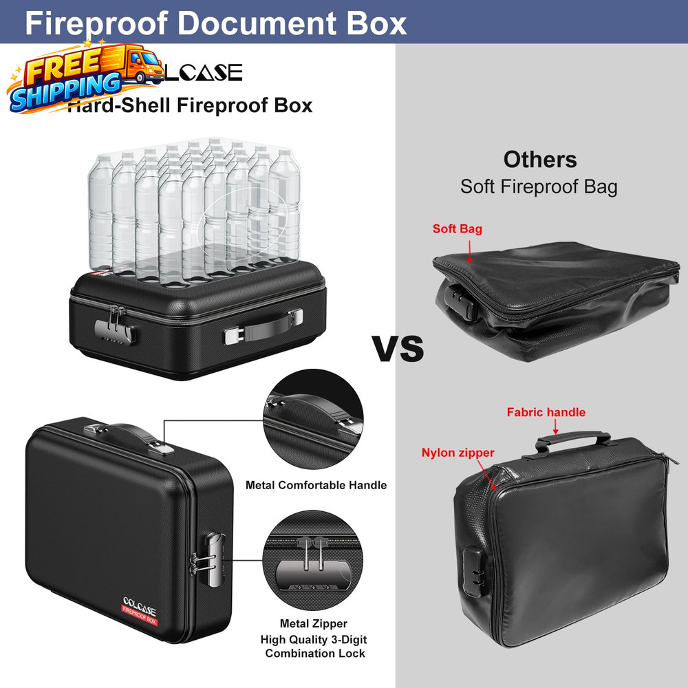 Fireproof Document Box with Lock Hard Fireproof Waterproof Box Creative Hard