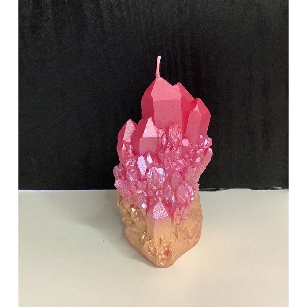 NEW Pink & Gold Quartz Formation Shaped Candle