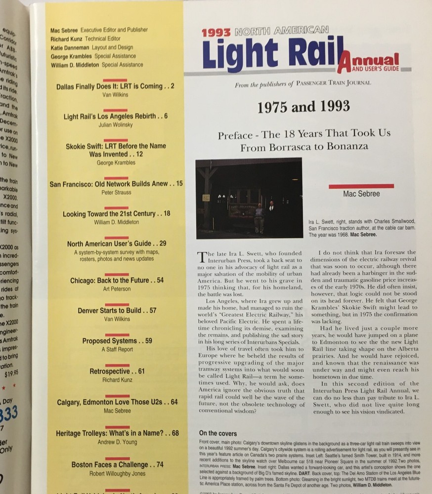 North American Light Rail - Annual & User's Guide 1993 Magazine