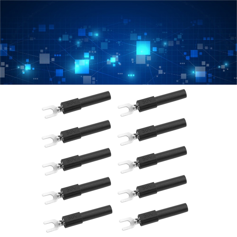 10pcs 4mm Fork Spade Wire Connectors U-Type Crimp Terminal Black