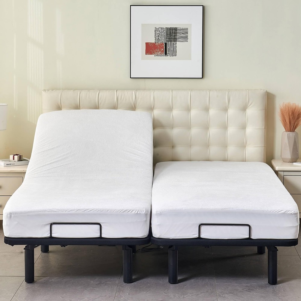 Waterproof Split California King Mattress Protector for Adjustable Bed Noisel...