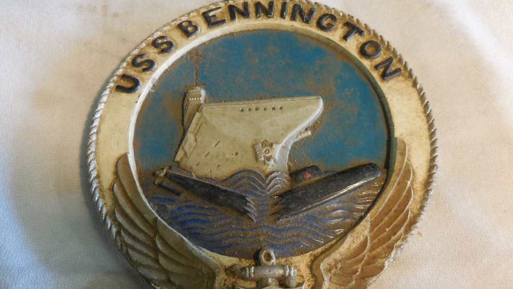 RARE ORIGINAL USS BENNINGTON NAVAL METAL PLAQUE