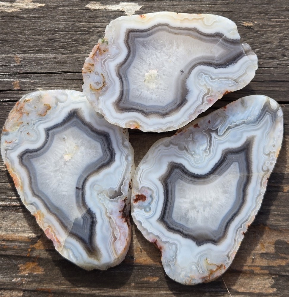 Botswana Agate Cut In Three Slices - Rough, Natural, Not Polished