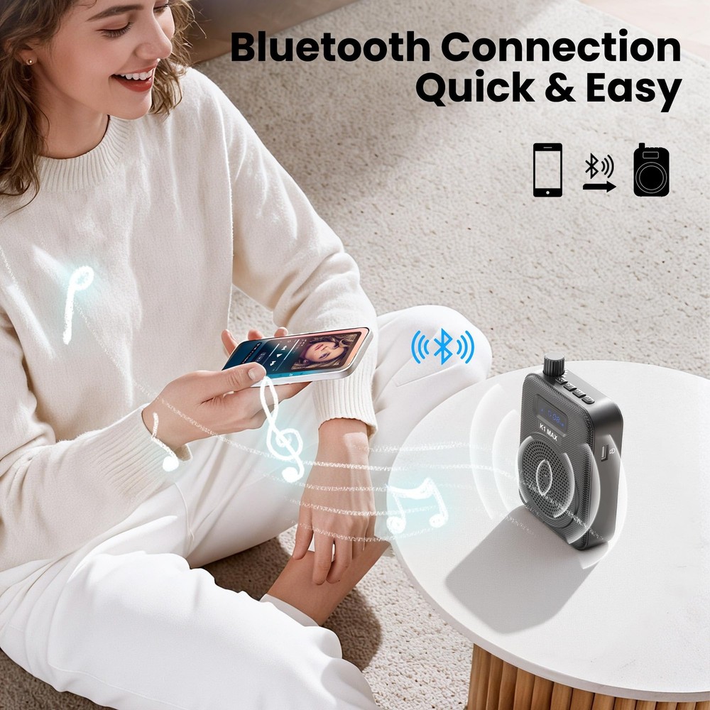 Voice Amplifier Wireless Microphone with Bluetooth Lavalier, Portable Microph...