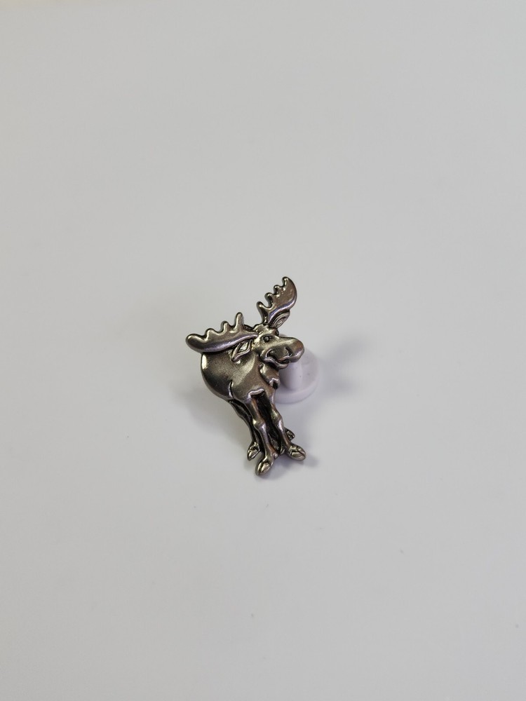 Moose Lapel Pin Silver Color Metal *