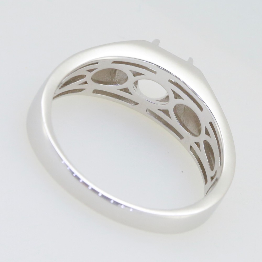 Sterling Silver Semi Mount Ring Setting OV 8x6mm White Topaz