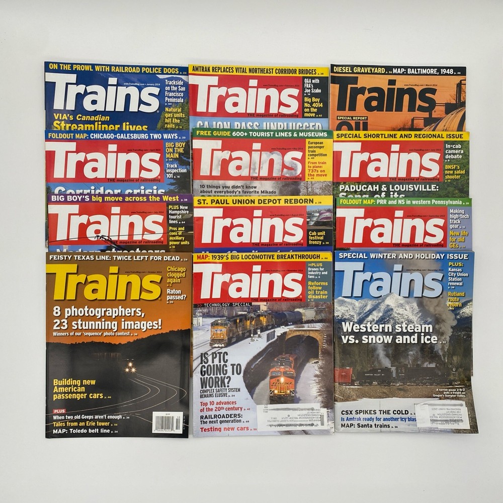 Trains Magazine 12 Issues  2014 (Complete Year 2014)