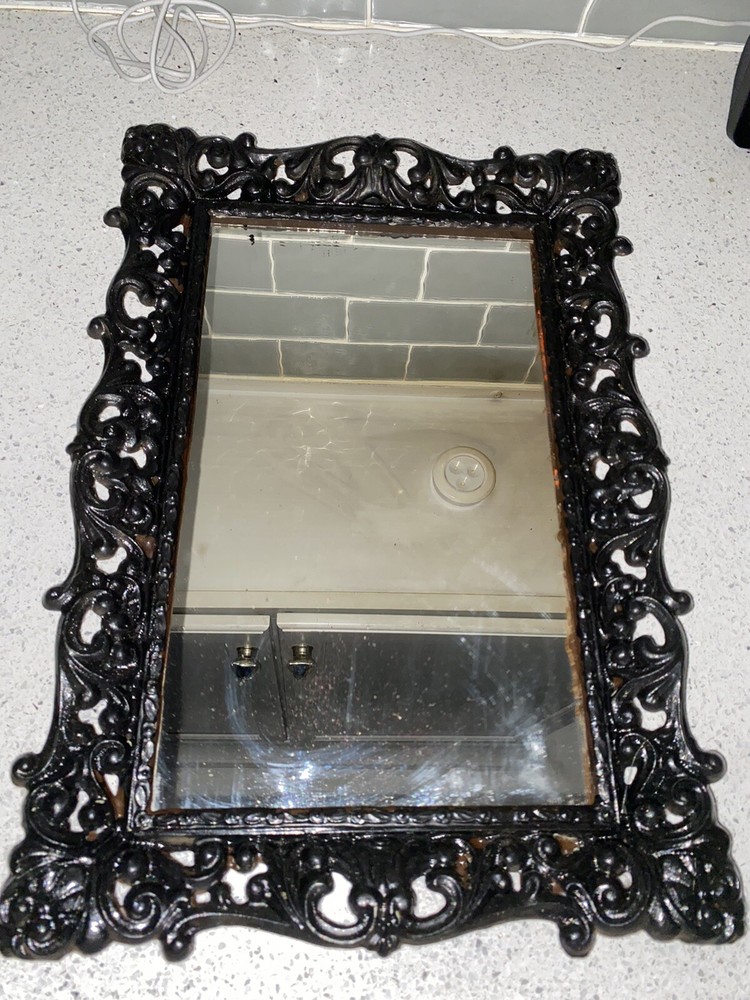 Vtg Ornate Mcm Mirror Molded Plastic Frame Gothic