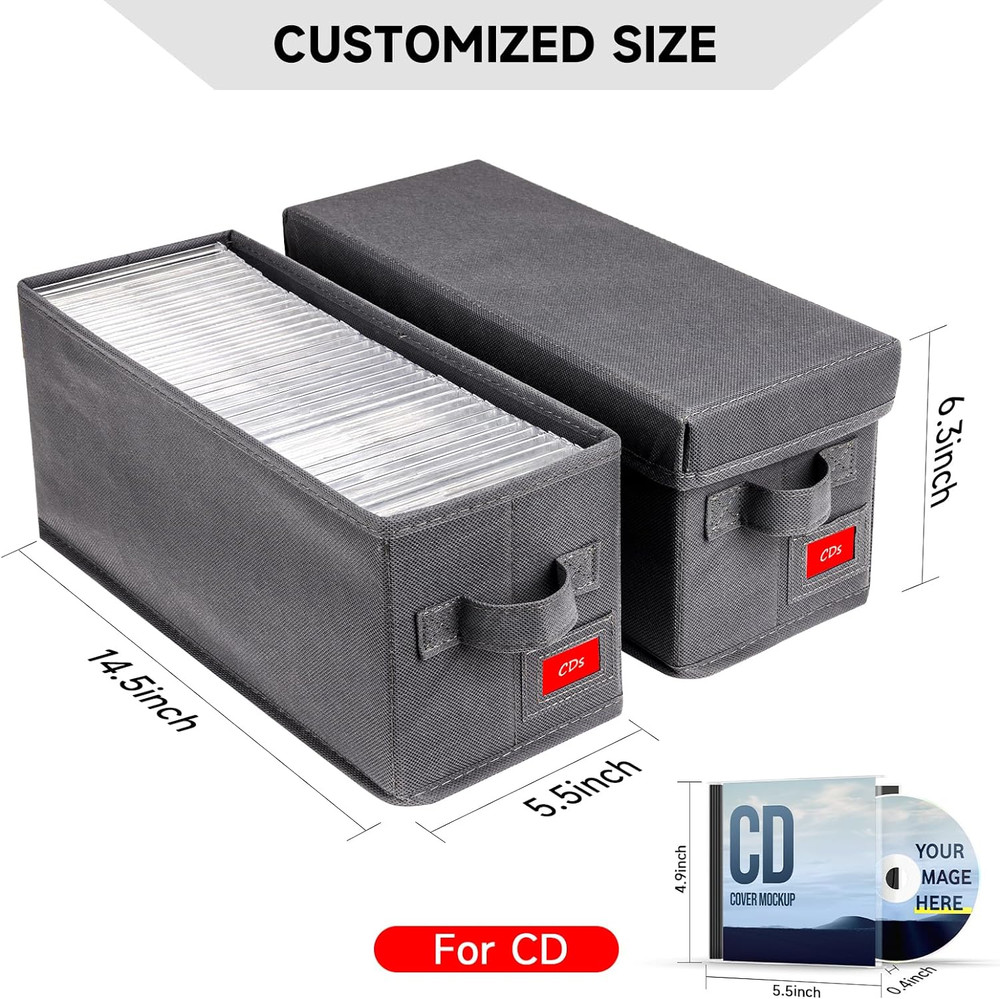Upgrades CD Storage Box - Perfect CD Case Storage Solution, Stackable CD Organiz