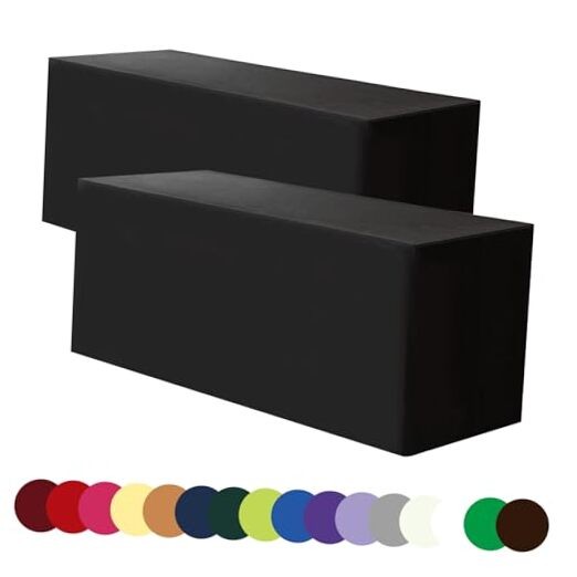 6FT Tablecloth Fitted Table Covers for 6 Foot Rectangle 6ft | 2pack Black