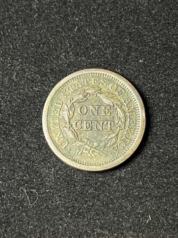 1851 Large Cent Au Details- Environmental Damage