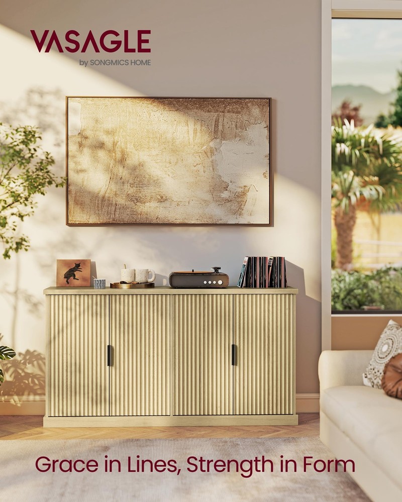 MAXE Collection - Buffet Cabinet, Fluted Console Cabinet, Sideboard with Adju...