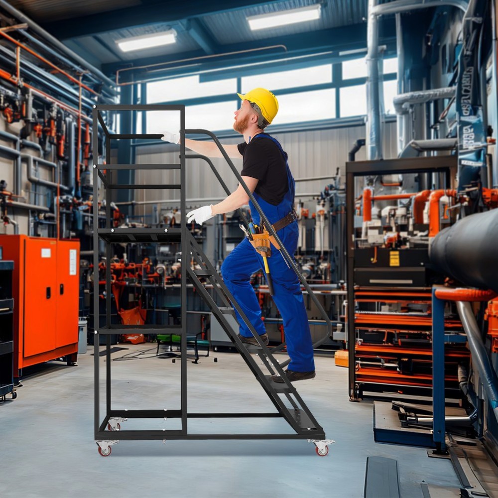 6Step Rolling Warehouse Step Ladder Rolling Stair &Wheel Movable Platform Ladder