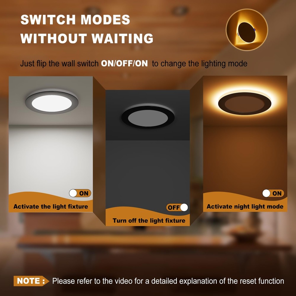 12 Pack 6 Inch 5CCT LED Recessed Ceiling Panel Light Dimmable with Night Light