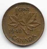 Canada 1948 Copper Penny Circulated