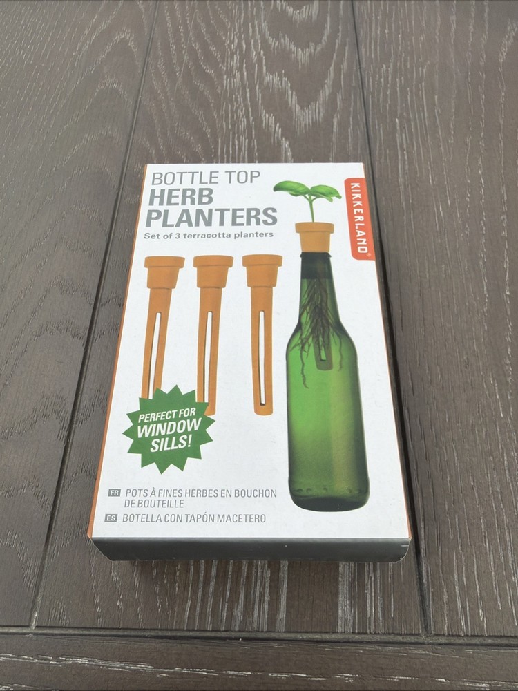Three (3) Kikkerland Bottle Top Herb Planters