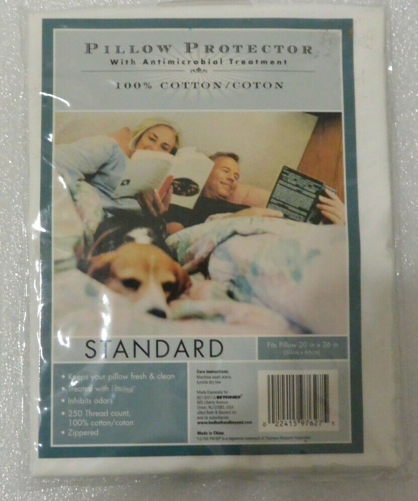 Bed Bath Beyond Cotton Standard Pillow Protector Cover W/Antimicrobial treatment