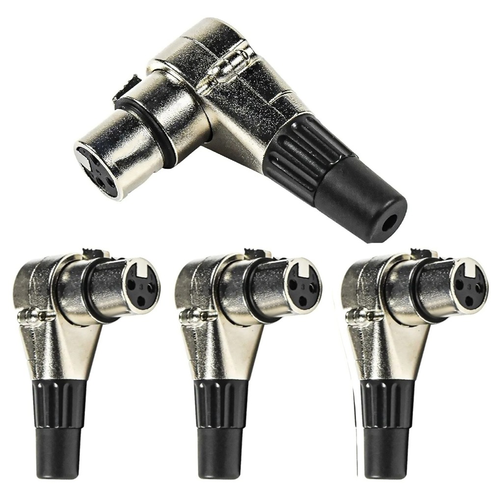 4Pcs Adjustable Positions Adapter 3 Pin XLR Female Right Angle Connector