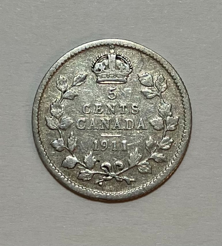1911 Canada Silver 5 Cents