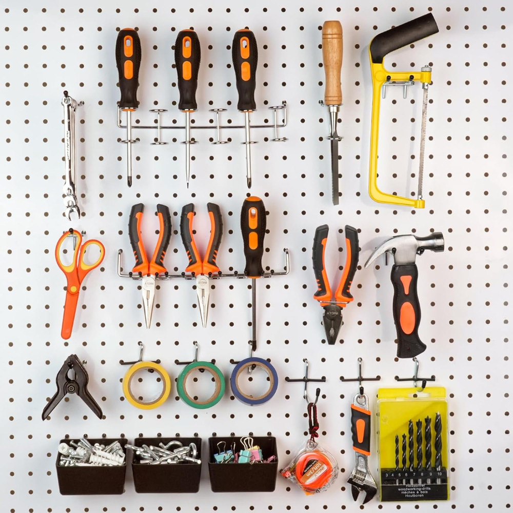 120PCS Pegboard Accessories Organizer Kit, Peg Board Hooks Assortment with Bins