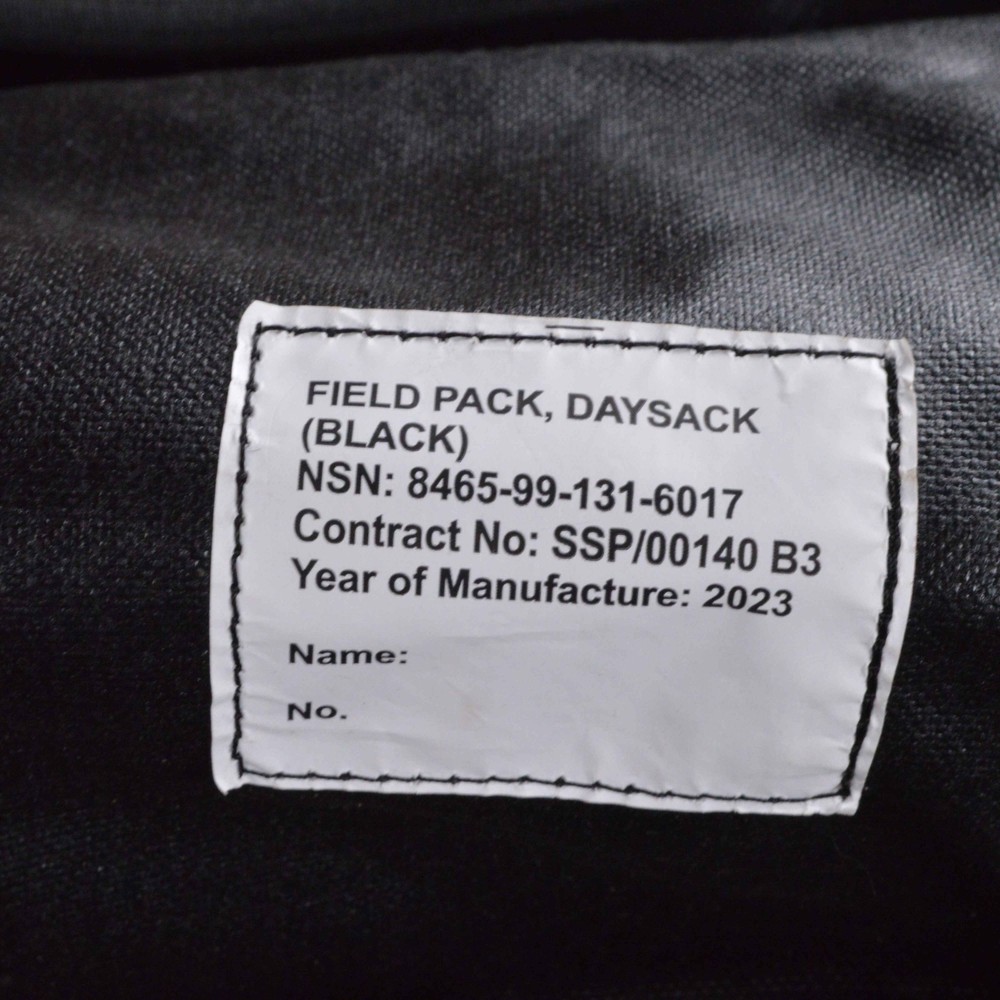 British Army Black Field Pack Daysack Backpack IRR