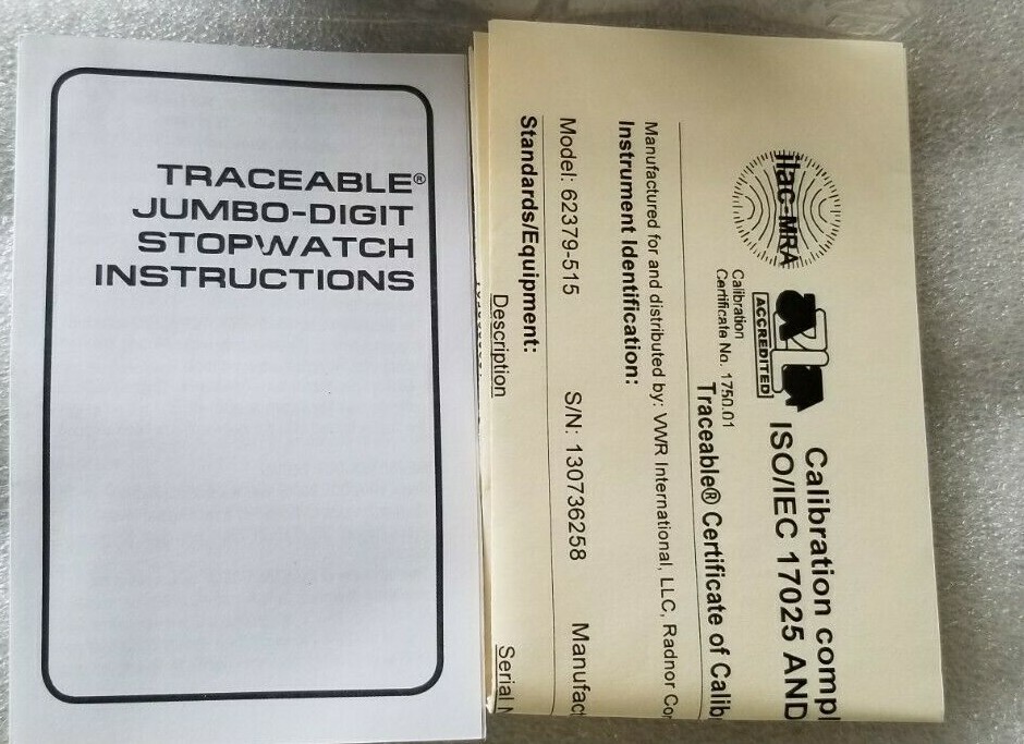 VWR TRACEABLE JUMBO DIGIT STOPWATCH 62379-515