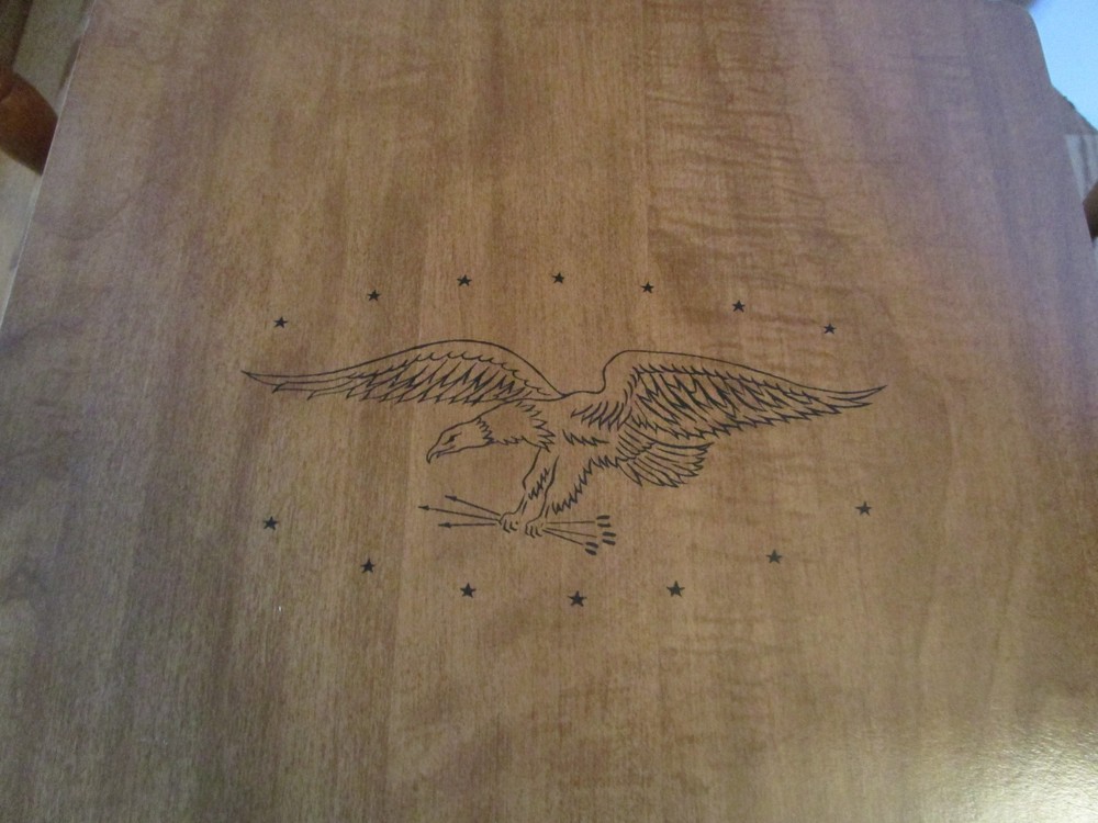 Vintage MCM Set 3 nesting/Stackable Formica wood Tables Eagle Patriotic 1960's