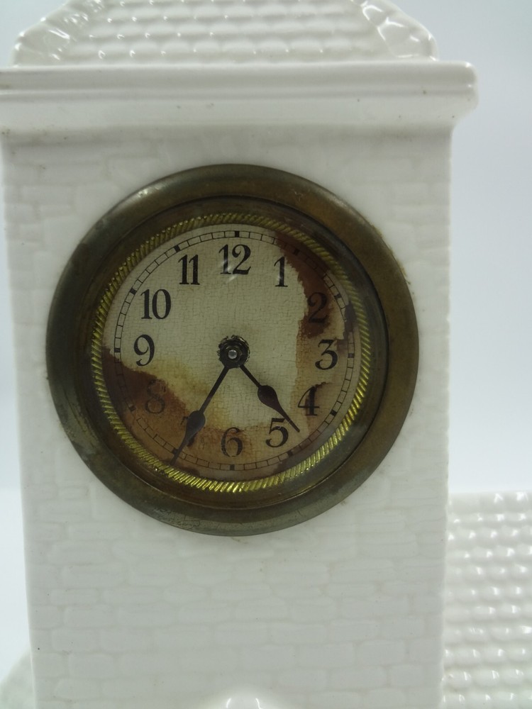 Ceramic Wind up Mantel Table Clock Vintage Works