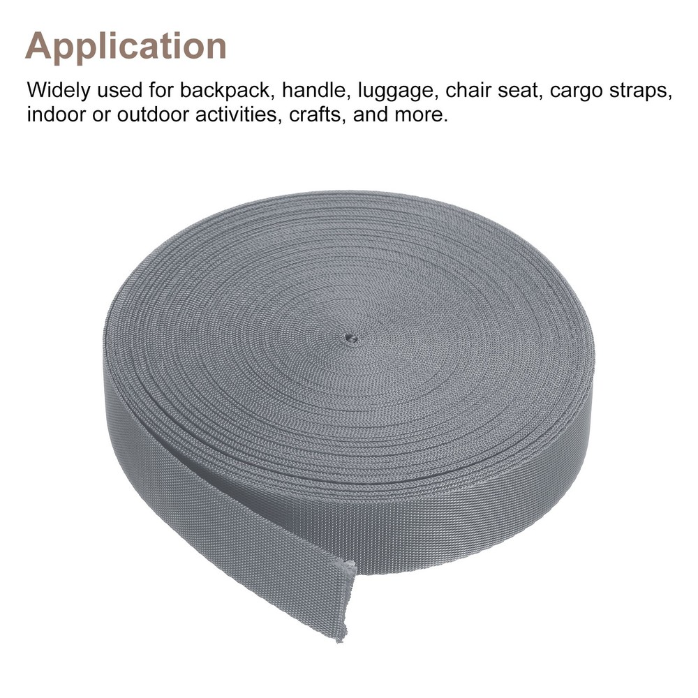Flat Nylon Webbing Strap 1 Inch 10 Yards Light Grey for Backpack, Luggage-rack