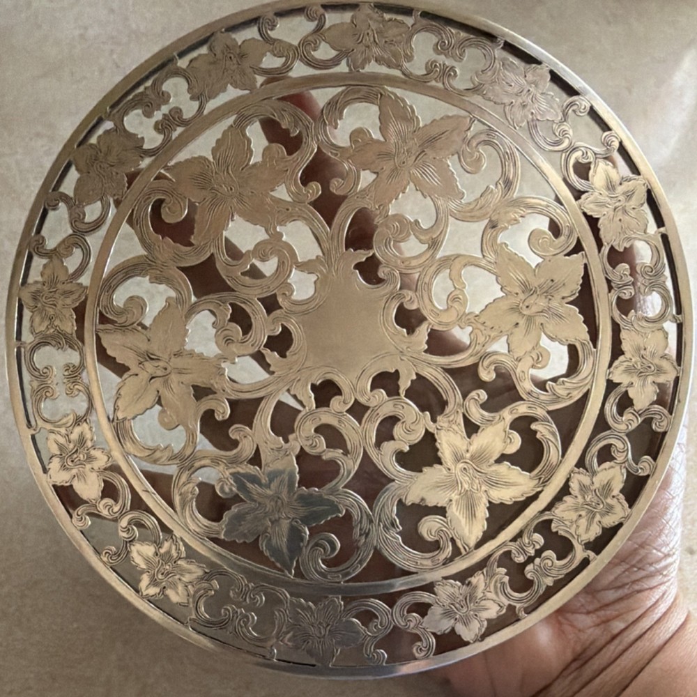 Webster Sterling Silver Ornate Floral Openwork Pierced Dish