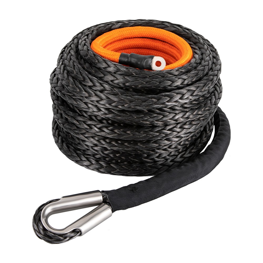 9/16"x76' Synthetic Winch Rope with Hook, Winch Cable with Protective Sleeve