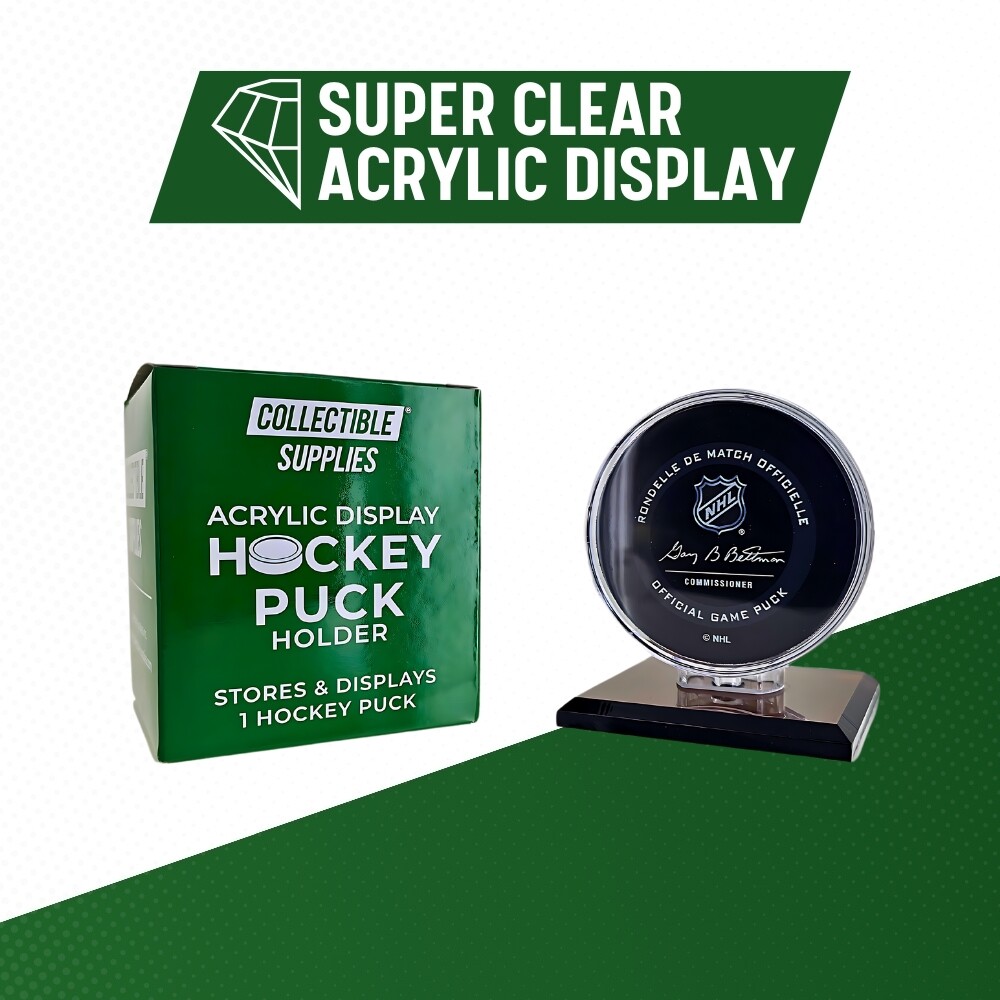 SINGLE HOCKEY PUCK DISPLAY with Black Acrylic Base